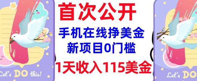 在线挣美金新项目，0门槛，1天收入115美刀，无脑操作，真正被动收入-低成本创业项目大全｜短视频带货+AI副业变现｜知行创业网