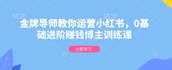 金牌导师教你运营小红书，0基础进阶赚钱博主训练课-低成本创业项目大全｜短视频带货+AI副业变现｜知行创业网