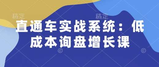 直通车实战系统：低成本询盘增长课，让个人通过技能实现升职加薪，让企业低成本获客，订单源源不断-低成本创业项目大全｜短视频带货+AI副业变现｜知行创业网
