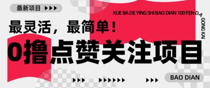 【0撸】最新点赞关注小项目，1毛起赚，1块起提-低成本创业项目大全｜短视频带货+AI副业变现｜知行创业网
