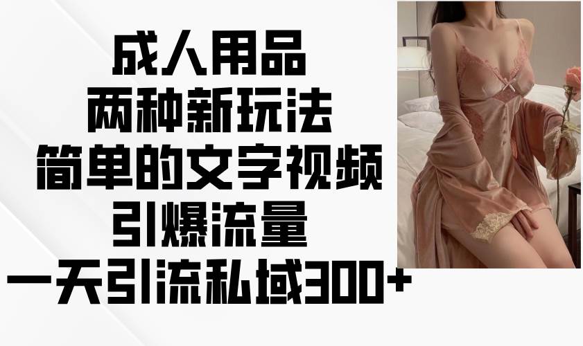 成人用品两种新玩法，简单的文字视频引爆流量，一天引流私域300+-低成本创业项目大全｜短视频带货+AI副业变现｜知行创业网