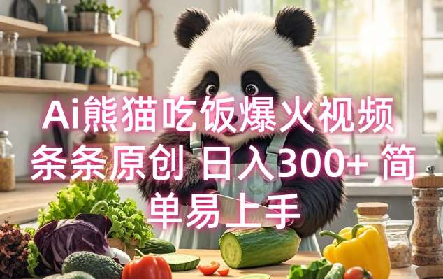 Ai熊猫吃饭爆火视频 条条原创 日入300+ 简单易上手-低成本创业项目大全｜短视频带货+AI副业变现｜知行创业网