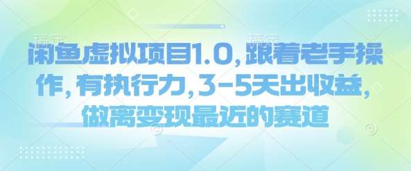 闲鱼虚拟项目1.0，跟着老手操作，有执行力，3-5天出收益，做离变现最近的赛道-低成本创业项目大全｜短视频带货+AI副业变现｜知行创业网