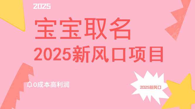 （14593期）2025新风口项目宝宝取名，0成本高利润，附保姆级教程，月入过万不是梦-低成本创业项目大全｜短视频带货+AI副业变现｜知行创业网
