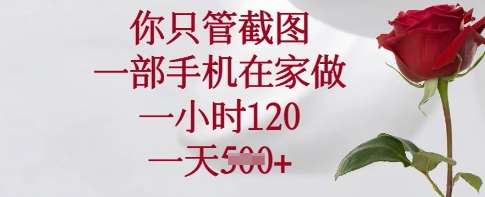 你只管截图，一部手机在家做，一小时120.一天5张【揭秘】-低成本创业项目大全｜短视频带货+AI副业变现｜知行创业网