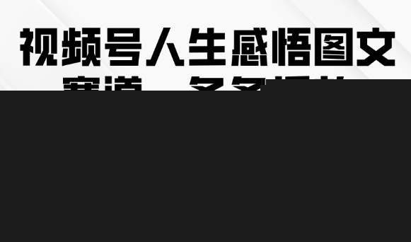 视频号人生感悟图文赛道，条条播放10w+，这个方法做视频号太牛了-低成本创业项目大全｜短视频带货+AI副业变现｜知行创业网