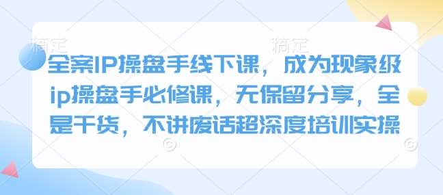 全案IP操盘手线下课，成为现象级ip操盘手必修课，无保留分享，全是干货，不讲废话超深度培训实操-低成本创业项目大全｜短视频带货+AI副业变现｜知行创业网
