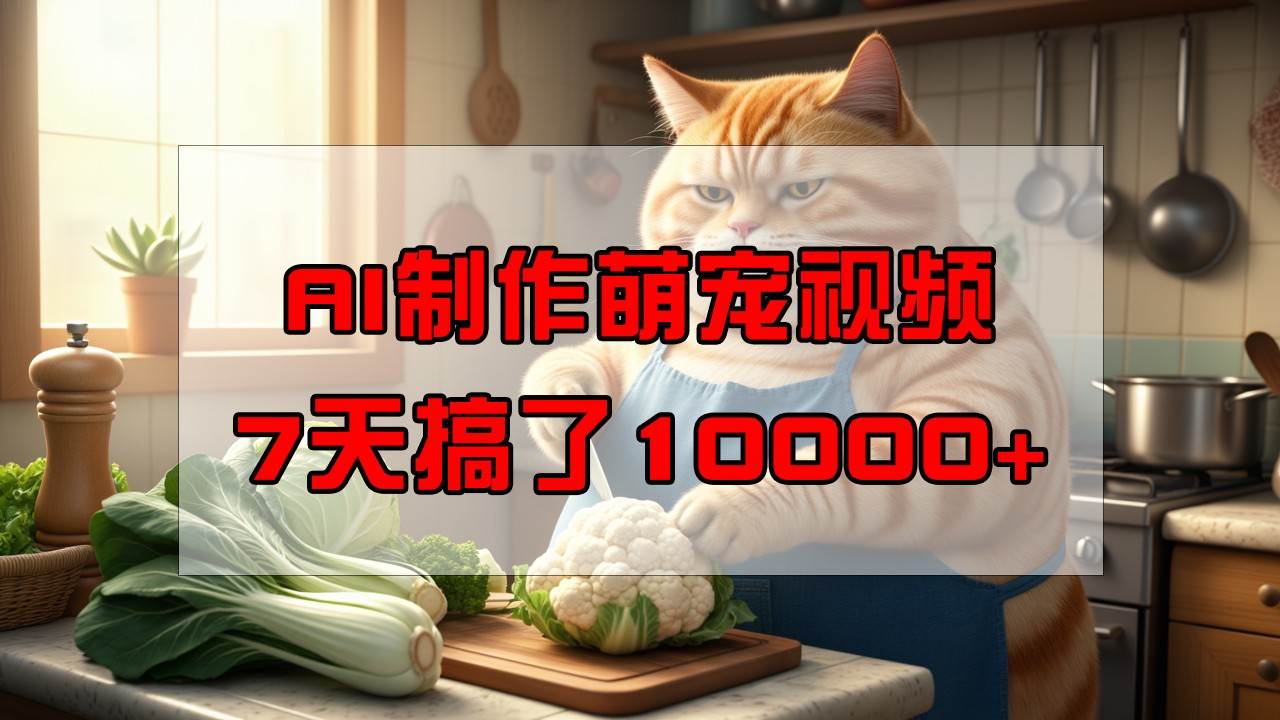 靠AI制作萌宠视频，7天搞了1万+，操作简单门槛低，有手机就行-低成本创业项目大全｜短视频带货+AI副业变现｜知行创业网