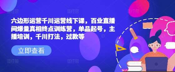 六边形运营千川运营线下课，百业直播间爆量真相终点训练营，单品起号，主播培训，千川打法，过款等-低成本创业项目大全｜短视频带货+AI副业变现｜知行创业网