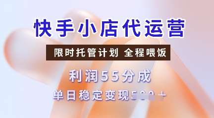 快手小店代运营，限时托管计划，收益55分，单日稳定变现多张【揭秘】-低成本创业项目大全｜短视频带货+AI副业变现｜知行创业网