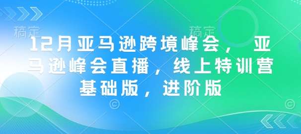12月亚马逊跨境峰会， 亚马逊峰会直播，线上特训营基础版，进阶版-低成本创业项目大全｜短视频带货+AI副业变现｜知行创业网