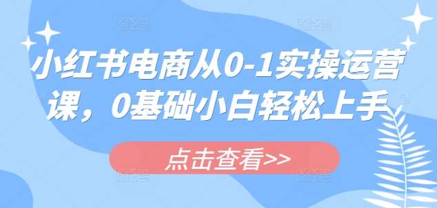小红书电商从0-1实操运营课，0基础小白轻松上手-低成本创业项目大全｜短视频带货+AI副业变现｜知行创业网