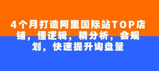 4个月打造阿里国际站TOP店铺，懂逻辑，精分析，会规划，快速提升询盘量-低成本创业项目大全｜短视频带货+AI副业变现｜知行创业网