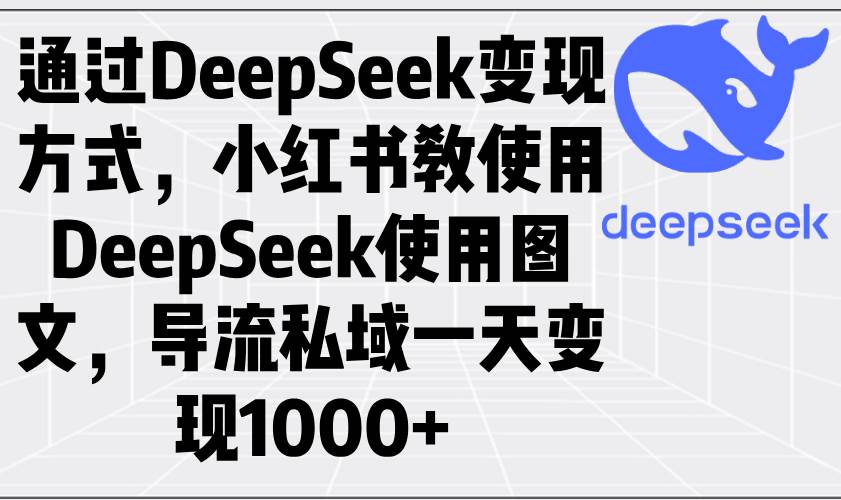 （14179期）通过DeepSeek变现方式，小红书教使用DeepSeek图文，导流私域一天变现1000+-低成本创业项目大全｜短视频带货+AI副业变现｜知行创业网