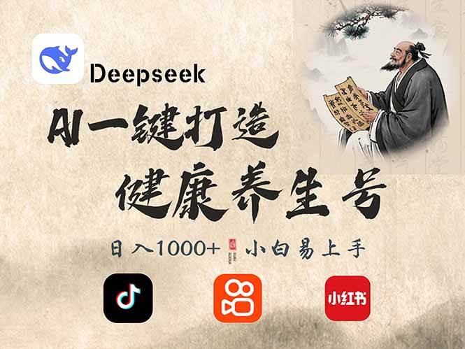 （14520期）DeepSeek做养生号，一条作品涨粉2万+，轻松日入300+-低成本创业项目大全｜短视频带货+AI副业变现｜知行创业网