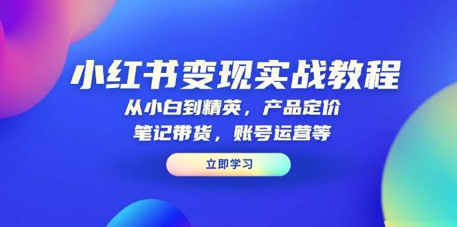 小红书变现实战教程：从小白到精英，产品定价，笔记带货，账号运营等-低成本创业项目大全｜短视频带货+AI副业变现｜知行创业网