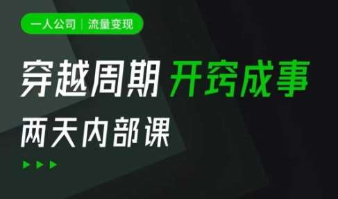 一人公司：流量变现课，一人公司的方法模型拆解， 拆解富人思维，流量思维，小老板思维等-低成本创业项目大全｜短视频带货+AI副业变现｜知行创业网