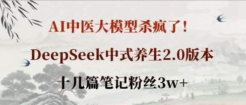 AI中医大模型杀疯了！DeepSeek中式养生2.0版本，十几篇笔记粉丝3w+-低成本创业项目大全｜短视频带货+AI副业变现｜知行创业网