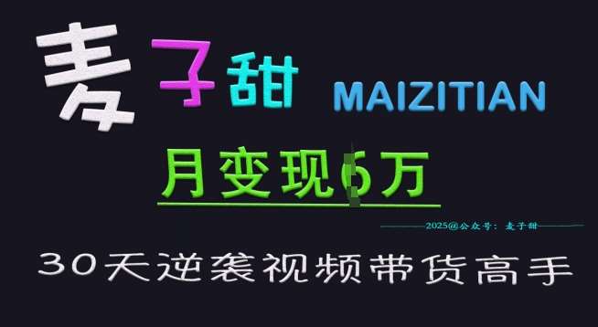 麦子甜30天逆袭视频带货高手，单月变现6W加特训营-低成本创业项目大全｜短视频带货+AI副业变现｜知行创业网