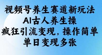 视频号养生赛道新玩法，AI古人养生操，疯狂引流变现，操作简单，单日变现多张-低成本创业项目大全｜短视频带货+AI副业变现｜知行创业网
