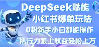 DeepSeek赋能小红书爆单玩法0粉新手小白都能操作，执行力跟上收益轻松上W，懒人勿做-低成本创业项目大全｜短视频带货+AI副业变现｜知行创业网