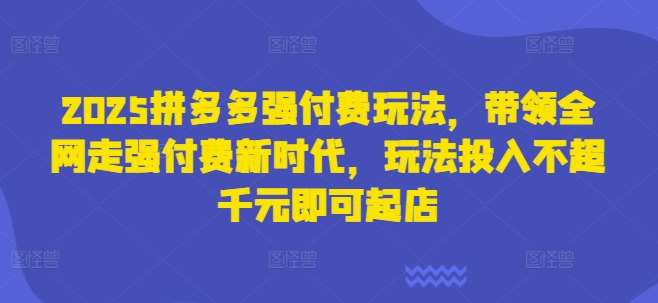 2025拼多多强付费玩法，带领全网走强付费新时代，玩法投入不超千元即可起店-低成本创业项目大全｜短视频带货+AI副业变现｜知行创业网