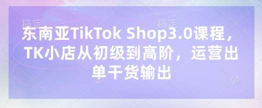 东南亚TikTok Shop3.0课程，TK小店​从初级到高阶，运营出单干货输出-低成本创业项目大全｜短视频带货+AI副业变现｜知行创业网