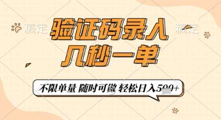 验证码录入，几秒钟一单，只需一部手机即可开始，随时随地可做，每天5张+【揭秘】-低成本创业项目大全｜短视频带货+AI副业变现｜知行创业网