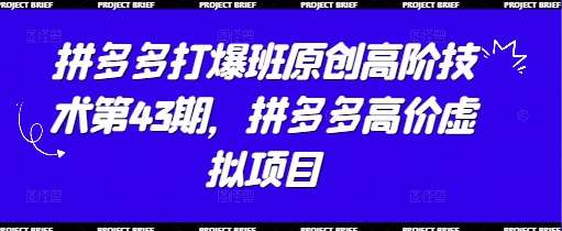 拼多多打爆班原创高阶技术第43期，拼多多高价虚拟项目-低成本创业项目大全｜短视频带货+AI副业变现｜知行创业网