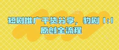 短剧推广干货分享，豹剧 1:1原创全流程-低成本创业项目大全｜短视频带货+AI副业变现｜知行创业网