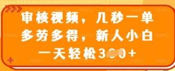 审核视频，几秒一单，多劳多得，新人小白一天轻松3张【揭秘】-低成本创业项目大全｜短视频带货+AI副业变现｜知行创业网