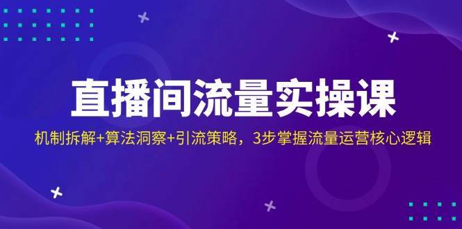 直播间流量实操课：机制拆解+算法洞察+引流策略，3步掌握流量运营核心逻辑-低成本创业项目大全｜短视频带货+AI副业变现｜知行创业网
