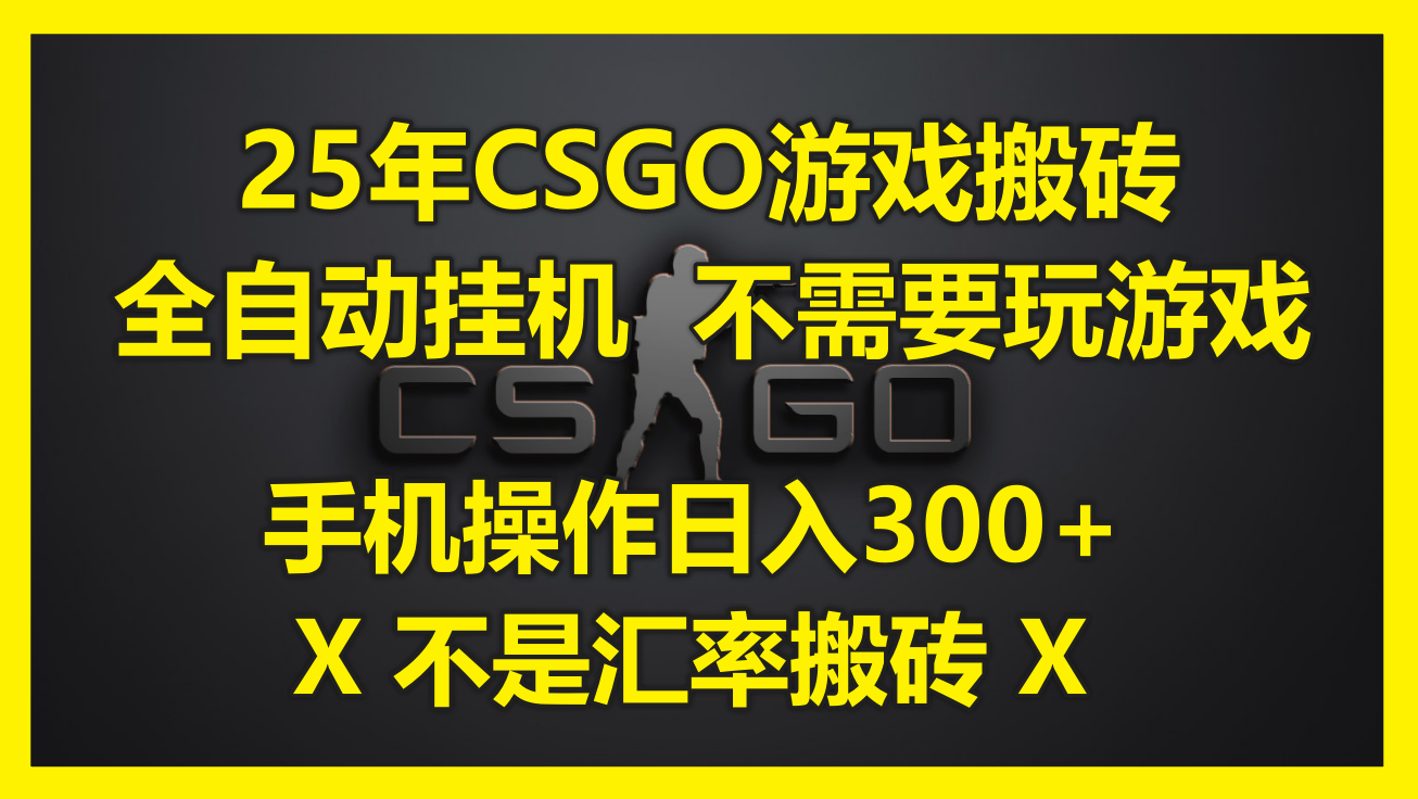 （14902期）25年CSGO游戏搬砖，全自动挂机，不需要玩游戏，手机操作日入300+。(不…-低成本创业项目大全｜短视频带货+AI副业变现｜知行创业网