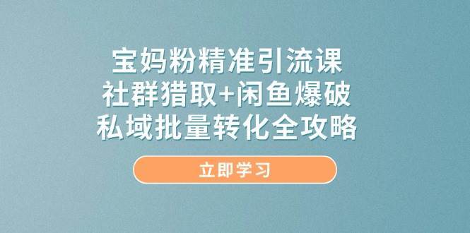 宝妈粉精准引流课，社群猎取+闲鱼爆破，私域批量转化全攻略-低成本创业项目大全｜短视频带货+AI副业变现｜知行创业网