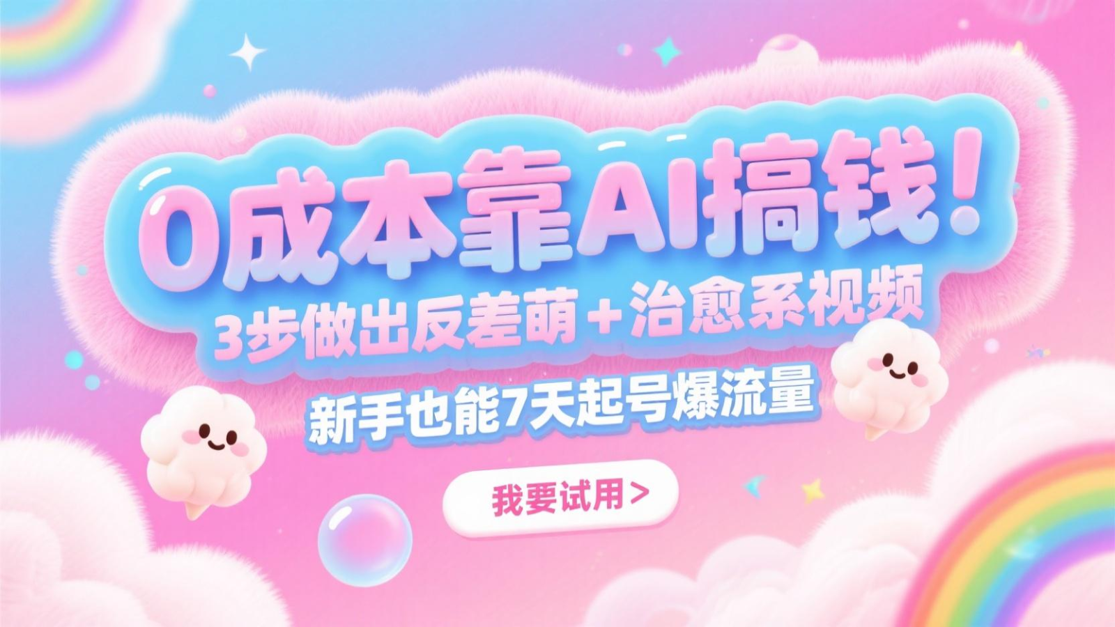 0成本靠AI搞钱！3步做出反差萌+治愈系视频，新手也能7天起号爆流量，月入5位数-低成本创业项目大全｜短视频带货+AI副业变现｜知行创业网