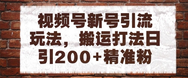 视频号新号引流玩法，搬运打法日引200+精准粉，可矩阵放大【揭秘】-低成本创业项目大全｜短视频带货+AI副业变现｜知行创业网
