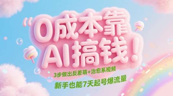 0成本靠AI搞钱！3步做出反差萌+治愈系视频，新手也能7天起号爆流量-低成本创业项目大全｜短视频带货+AI副业变现｜知行创业网