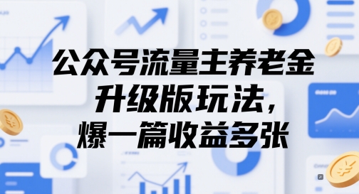 公众号流量主养老金升级版玩法，爆一篇收益多张-低成本创业项目大全｜短视频带货+AI副业变现｜知行创业网