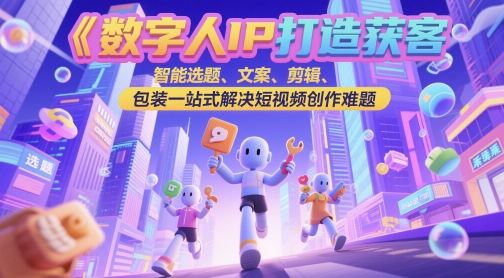 数字人IP打造获客变现实操课，智能选题、文案、剪辑、包装一站式解决短视频创作难题-低成本创业项目大全｜短视频带货+AI副业变现｜知行创业网