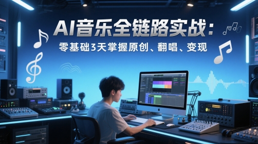 AI音乐全链路实战变现课：零基础3天掌握原创、翻唱、变现-低成本创业项目大全｜短视频带货+AI副业变现｜知行创业网