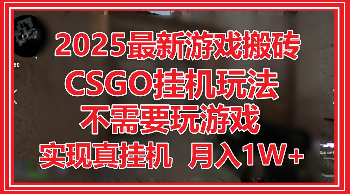 2025最新游戏搬砖，CSGO挂机，不需要玩游戏，实现真挂机，月入1W+-低成本创业项目大全｜短视频带货+AI副业变现｜知行创业网