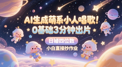 AI生成萌系小人唱歌，0基础3分钟出片，28个作品涨粉8.9W，单条最高19W赞，日入四位数，小白直接抄作业-低成本创业项目大全｜短视频带货+AI副业变现｜知行创业网