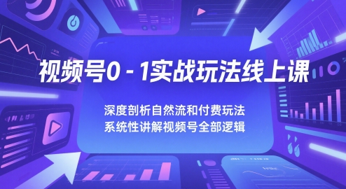 视频号0-1实战玩法线上课，深度剖析自然流和付费玩法，统性讲解视频号全部逻辑-低成本创业项目大全｜短视频带货+AI副业变现｜知行创业网