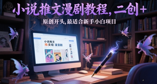 小说推文漫剧教程，二创+原创开头，最适合新手小白项目-低成本创业项目大全｜短视频带货+AI副业变现｜知行创业网