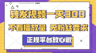 转发视频一天3张+，正规平台放心做，不看播放量，不看粉丝量，一个任务几分钟完成【揭秘】-低成本创业项目大全｜短视频带货+AI副业变现｜知行创业网