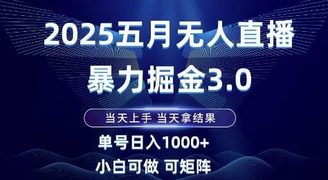 2025五月无人直播暴力掘金3.0，当天上手，当天拿结果，单号日入1k+小白可做可矩阵【揭秘】-低成本创业项目大全｜短视频带货+AI副业变现｜知行创业网