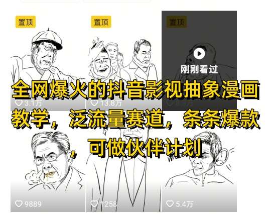 全网爆火的抖音影视抽象漫画教学，泛流量赛道，条条爆款，可做抖音伙伴计划视频号分成等-低成本创业项目大全｜短视频带货+AI副业变现｜知行创业网