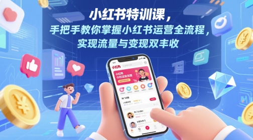 小红书特训课，手把手教你掌握小红书运营全流程，实现流量与变现双丰收-低成本创业项目大全｜短视频带货+AI副业变现｜知行创业网