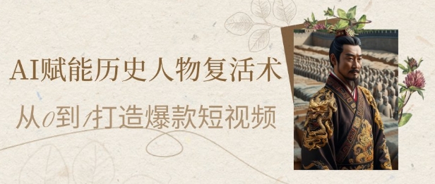 AI赋能历史人物复活术：从0到1打造爆款短视频，7天涨粉10W，小白也能月入过1W-低成本创业项目大全｜短视频带货+AI副业变现｜知行创业网