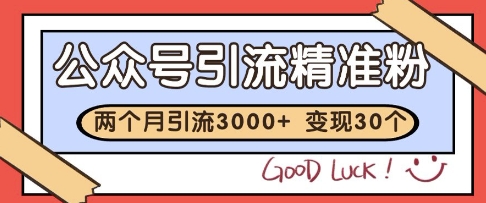 公众号精准粉引流玩法，2个月3000+精准粉，变现30个W【揭秘】-低成本创业项目大全｜短视频带货+AI副业变现｜知行创业网